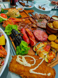 High angle view of food on table