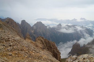 Panoramic view of mountain range against sky