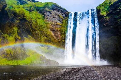 Scenic view of waterfall
