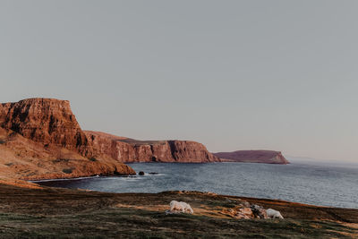 Scenic view of sea against clear sky