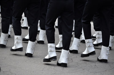 Low section of soldiers in military parade