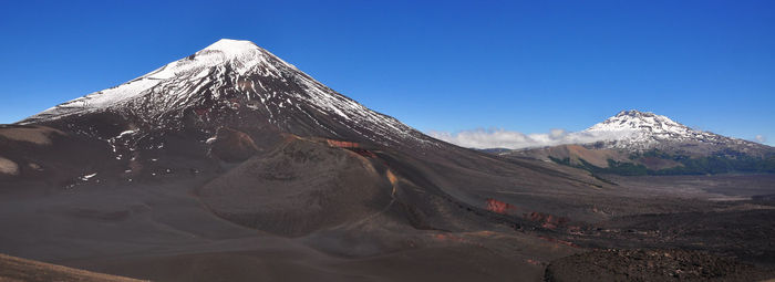 Scenic view of lonquimay volcano mountain against sky during winter