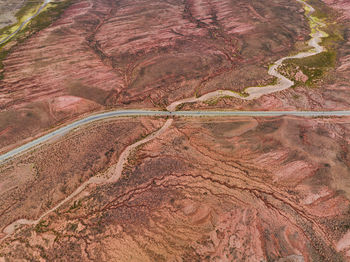 High angle view of empty road