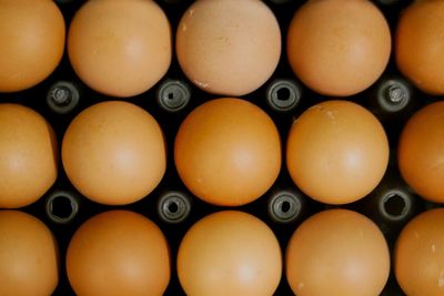 Full frame shot of eggs in carton