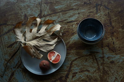 High angle view of food on table