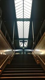 Low angle view of escalator at railroad station