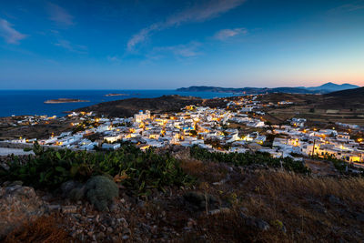 Chora village on kimolos and milos island in the distance.