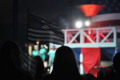 View of illuminated stage at night