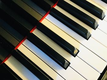 High angle view of piano keys