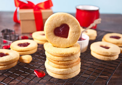 Close-up of cookies on table