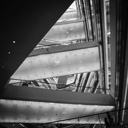 Low angle view of train seen through window