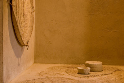 Traditional flour mill and basket in fort