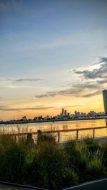 View of river at sunset