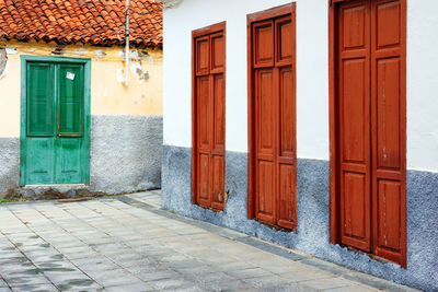 Closed door of house