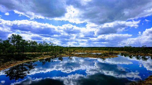 Scenic view of lake against sky