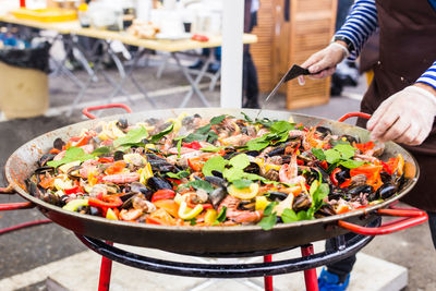 Midsection of vegetables on barbecue grill