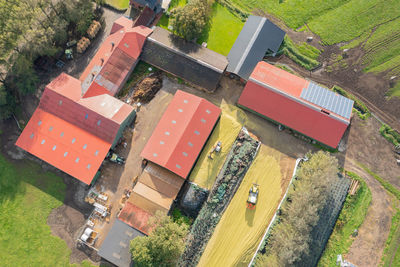 High angle view of buildings in city