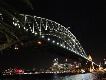 Bridge over river at night