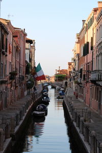 Italien flag in peaceful morning of venice