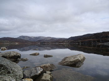 Scenic view of lake against sky