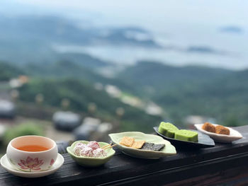 Breakfast served on table