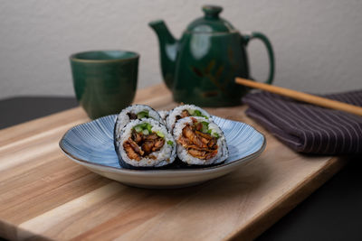 Close-up of food on table