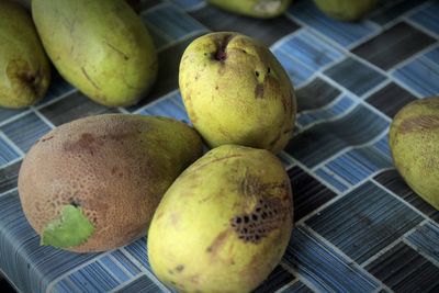 High angle view of fruits on table