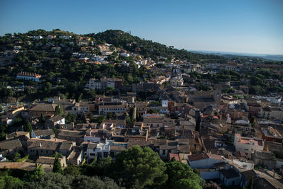 High angle view of townscape against sky