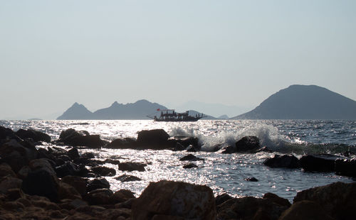 Scenic view of sea against clear sky