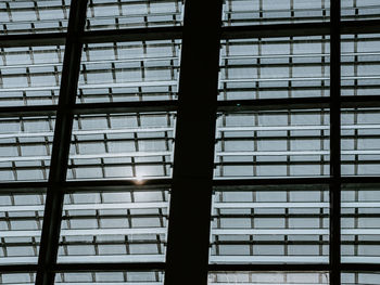 Low angle view of skylight in building