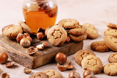 Close-up of cookies on table