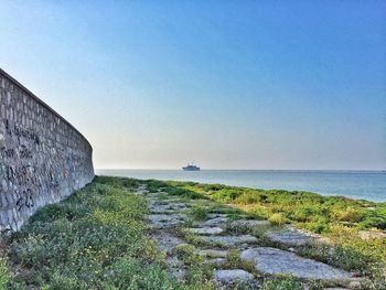 Scenic view of sea against clear sky