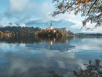 Scenic view of lake against sky in bled, slovenia