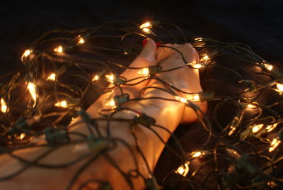 Close-up of illuminated christmas lights