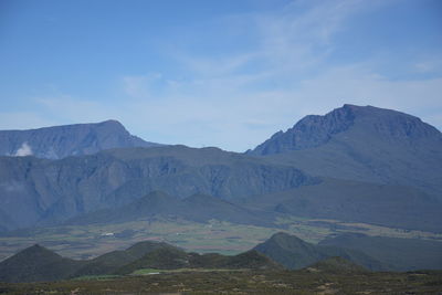 Scenic view of mountains against sky