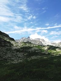 Scenic view of rocky mountains against sky