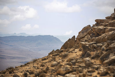 Beautiful dramatic view of the desert. wilderness. nature landscape. makhtesh ramon crater, israel