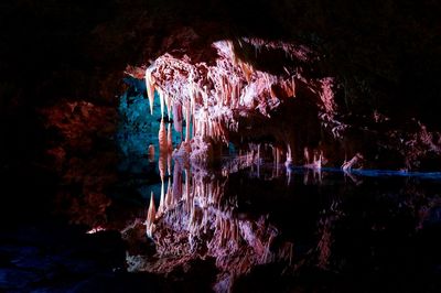 Close-up of illuminated cave