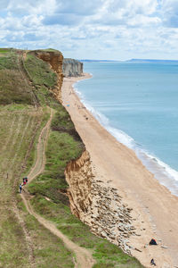 High angle view of beach against sky