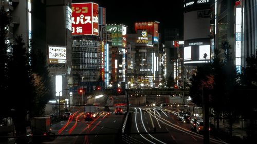 Traffic on city street at night