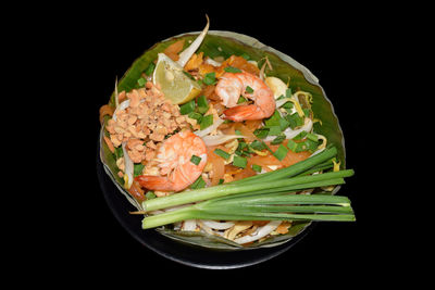 Close-up of food against black background