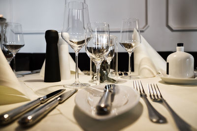 Close-up of place setting on table