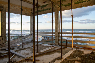 Scenic view of sea seen through window