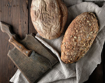 High angle view of bread on table