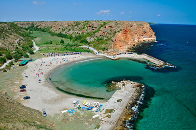 High angle view of beach against sky