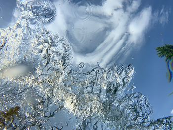High angle view of frozen lake