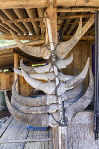 Close-up of decoration hanging on wall