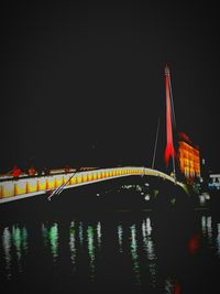 Bridge over river at night