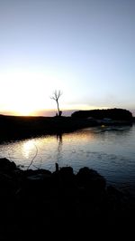 Scenic view of calm lake at sunset