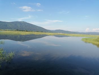 Scenic view of lake against sky